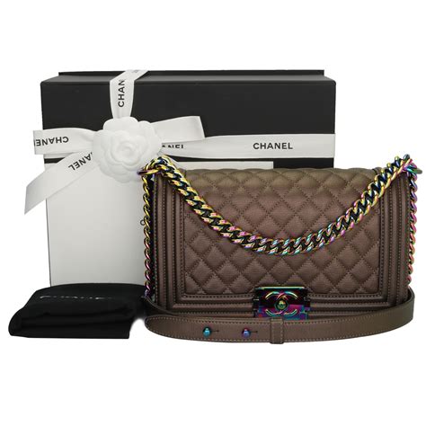 chanel iridescent rainbow boy bag